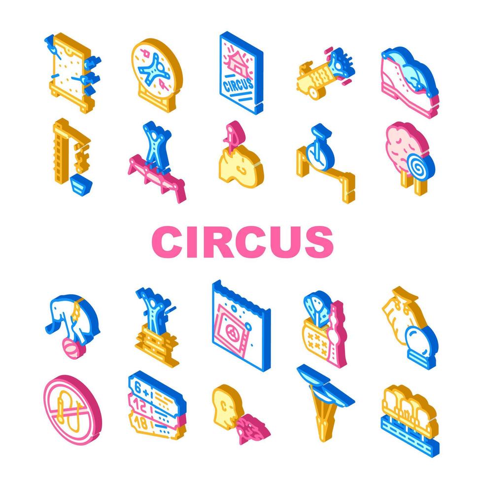 Circus Entertainment Collection Icons Set Vector Illustration