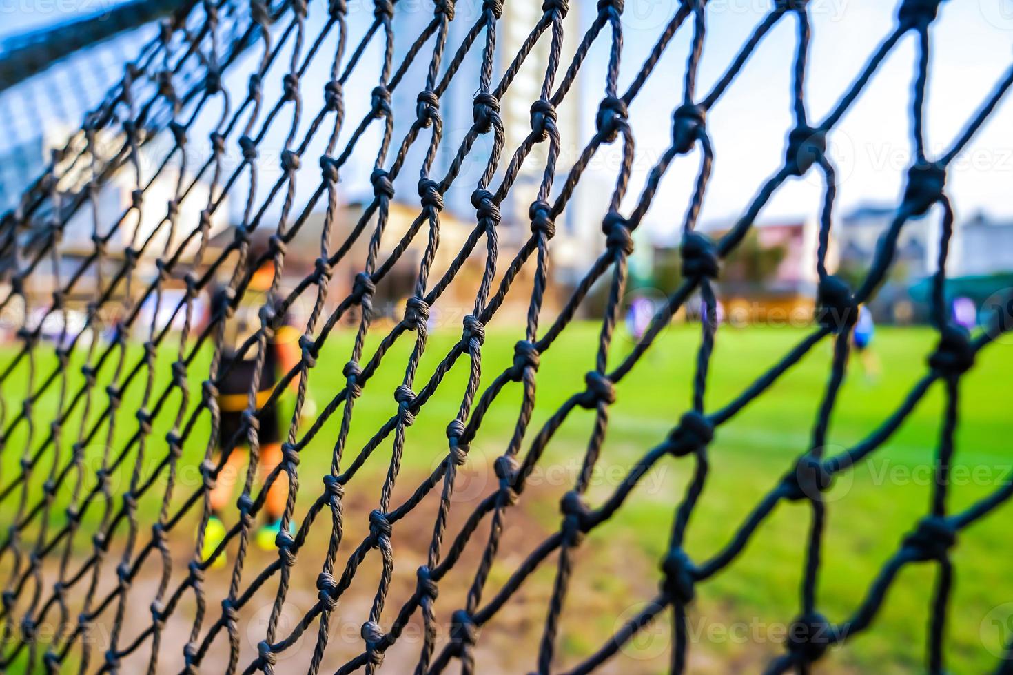 football goal net with blur background photo