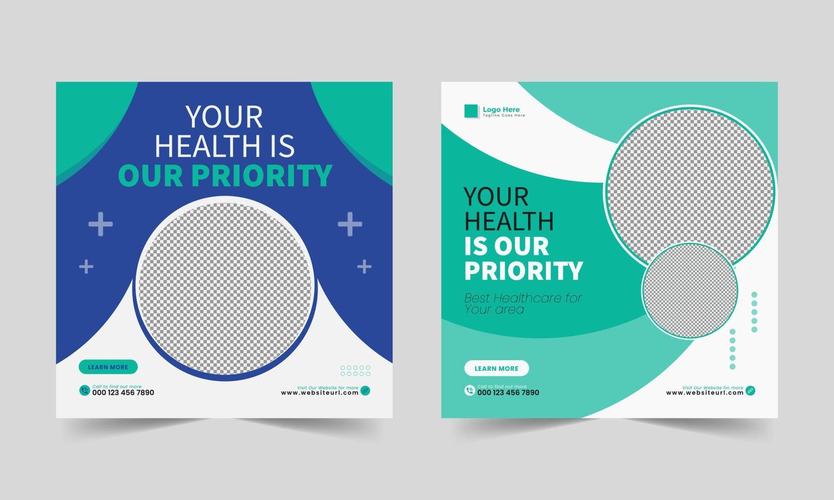 Medical Healthcare Social Media Post marketing Template Banner Design for Hospital Pharmacy vector