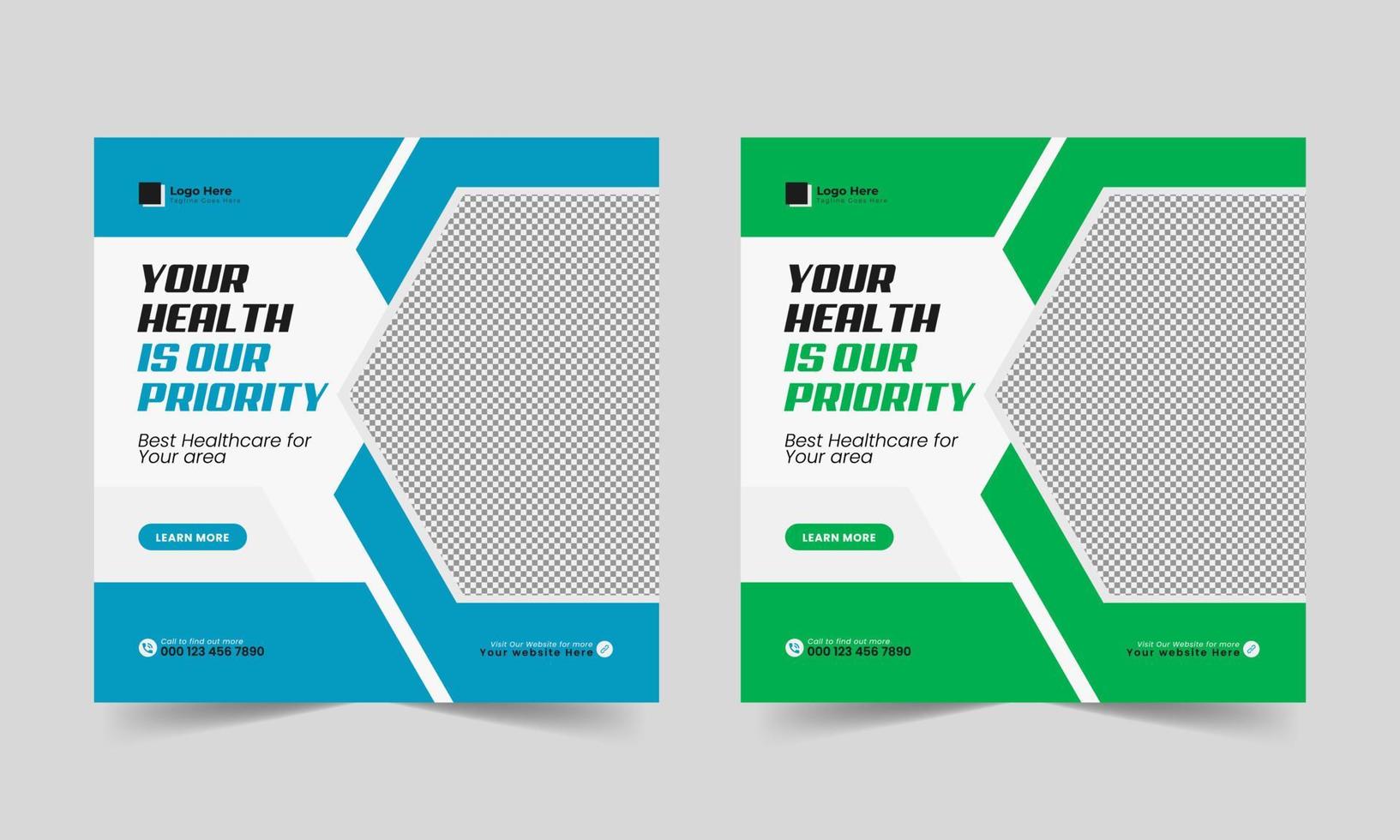 Medical Healthcare Social Media Post marketing Template Banner Design for Hospital Pharmacy vector
