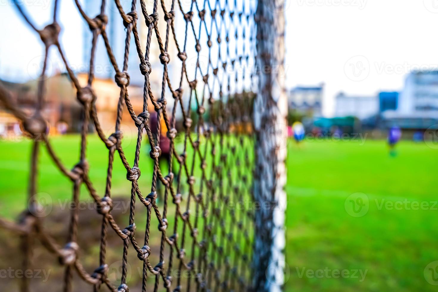 football goal net with blur background photo