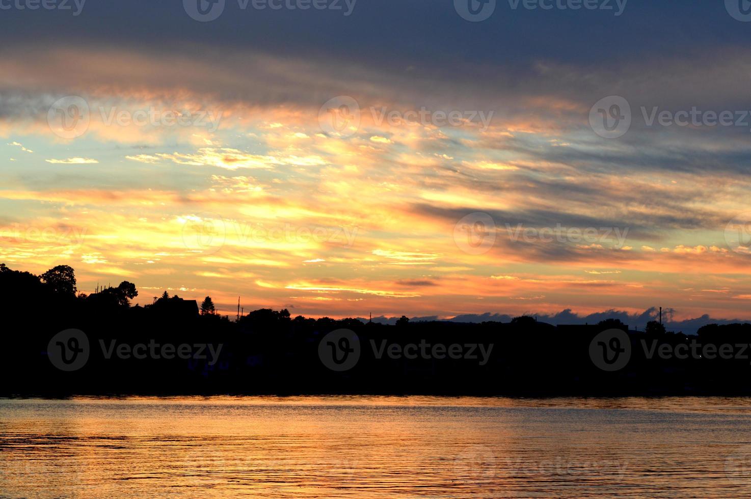Beautiful orange sunset with clouds, nature photo background. Travel, vacation, holiday and relax theme. Gradient color. Sky texture, abstract nature background