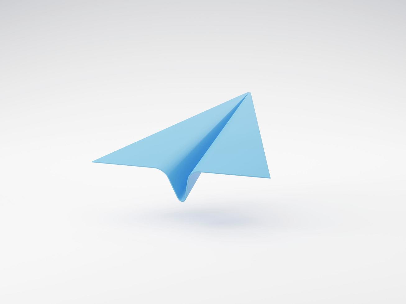 icono de avión de papel azul sobre fondo blanco 3d renderizar ilustración foto