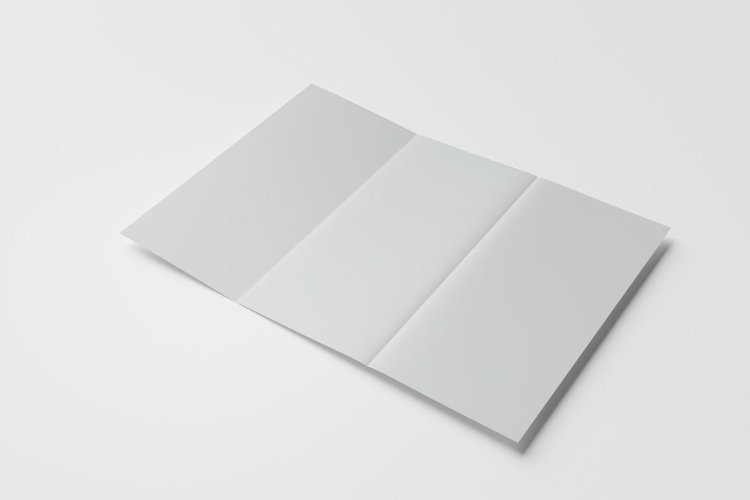 Blank tri fold brochure template for mock up and presentation design. 3d render photo