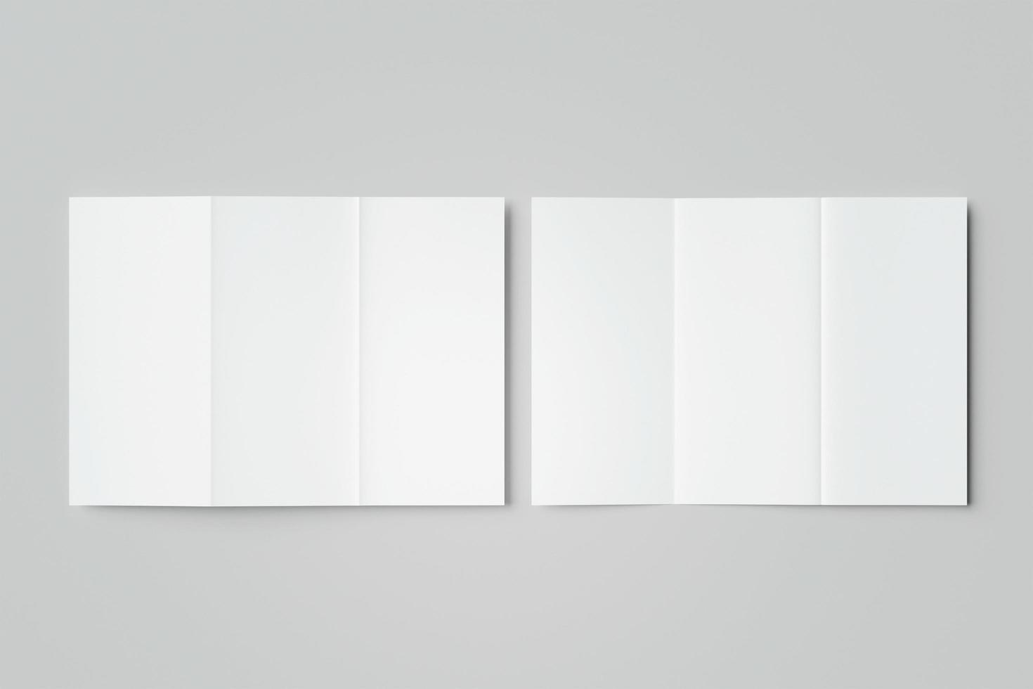 Blank tri fold brochure template for mock up and presentation design. 3d render photo