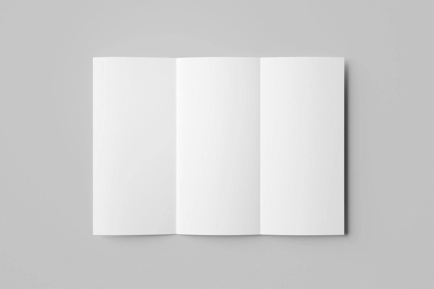 Blank tri fold brochure template for mock up and presentation design. 3d render photo