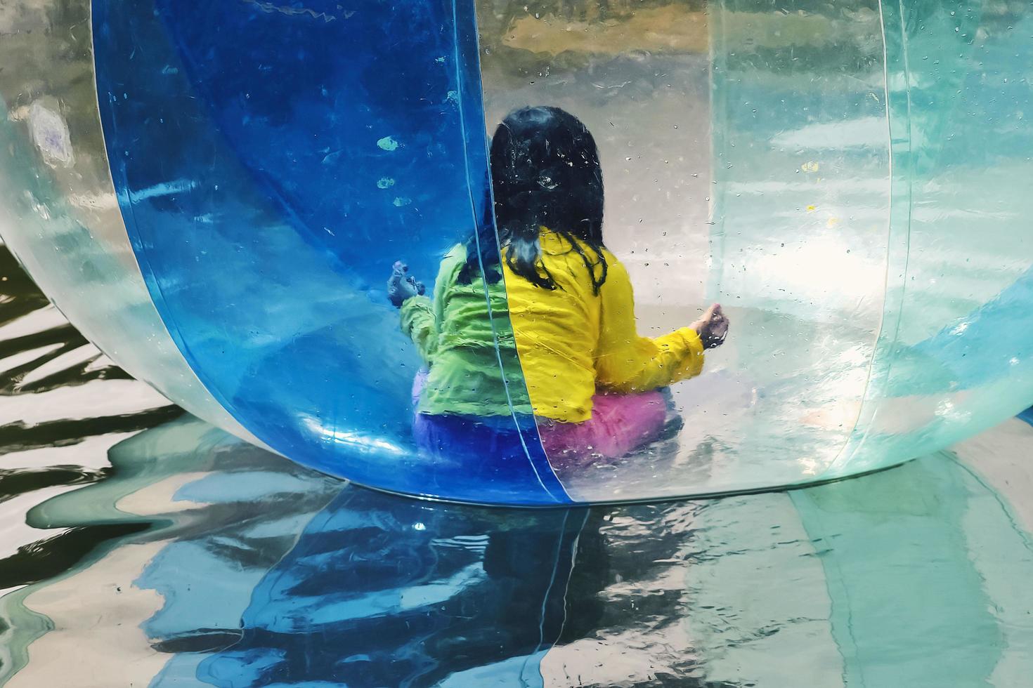 Bogor, West Java, Indonesia, May 2nd 2022. Big balloons that children use to play on the water. Air ball vehicle on water. photo