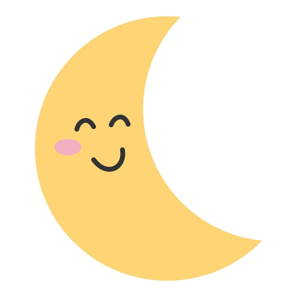 Moon icon. Sweet smiling moon. Vector illustration.