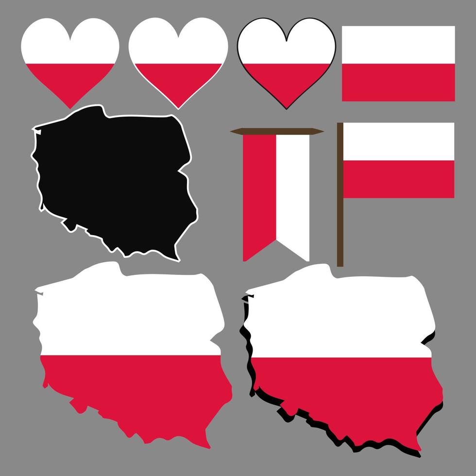 Poland. Map and flag of Poland. Vector illustration.