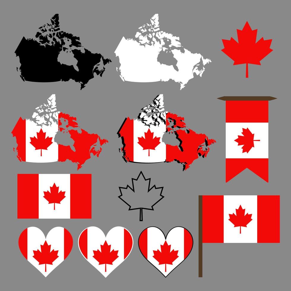 Canada. Map and flag of Canada. Vector illustration.