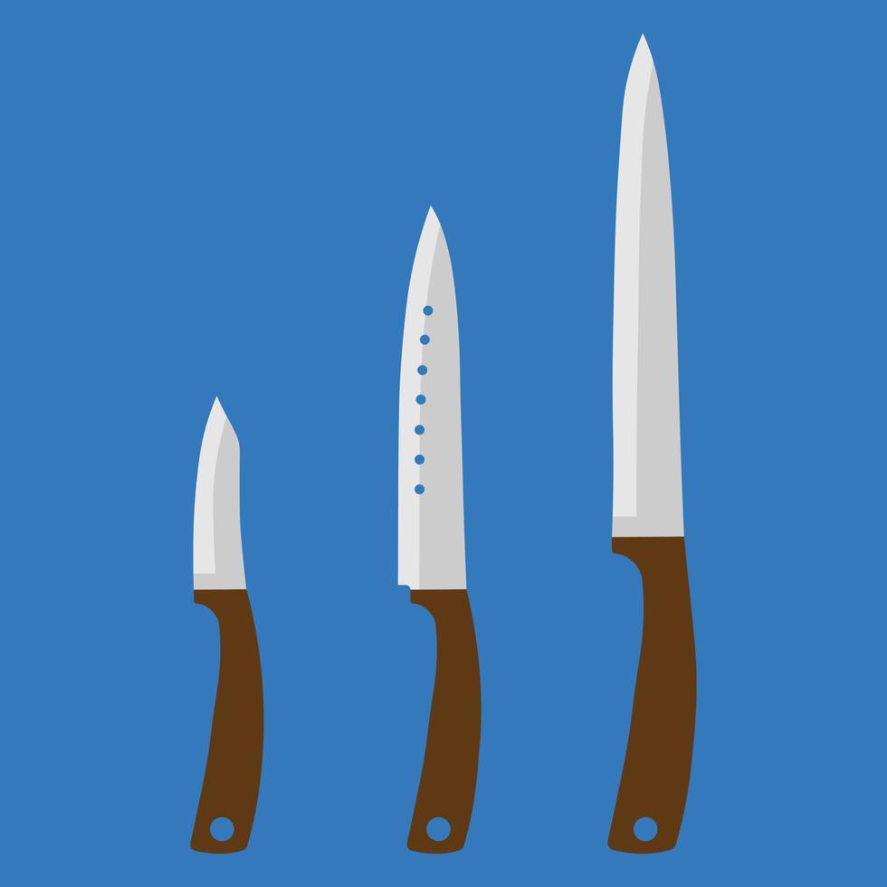 Set of kitchen knives. Vector illustration.