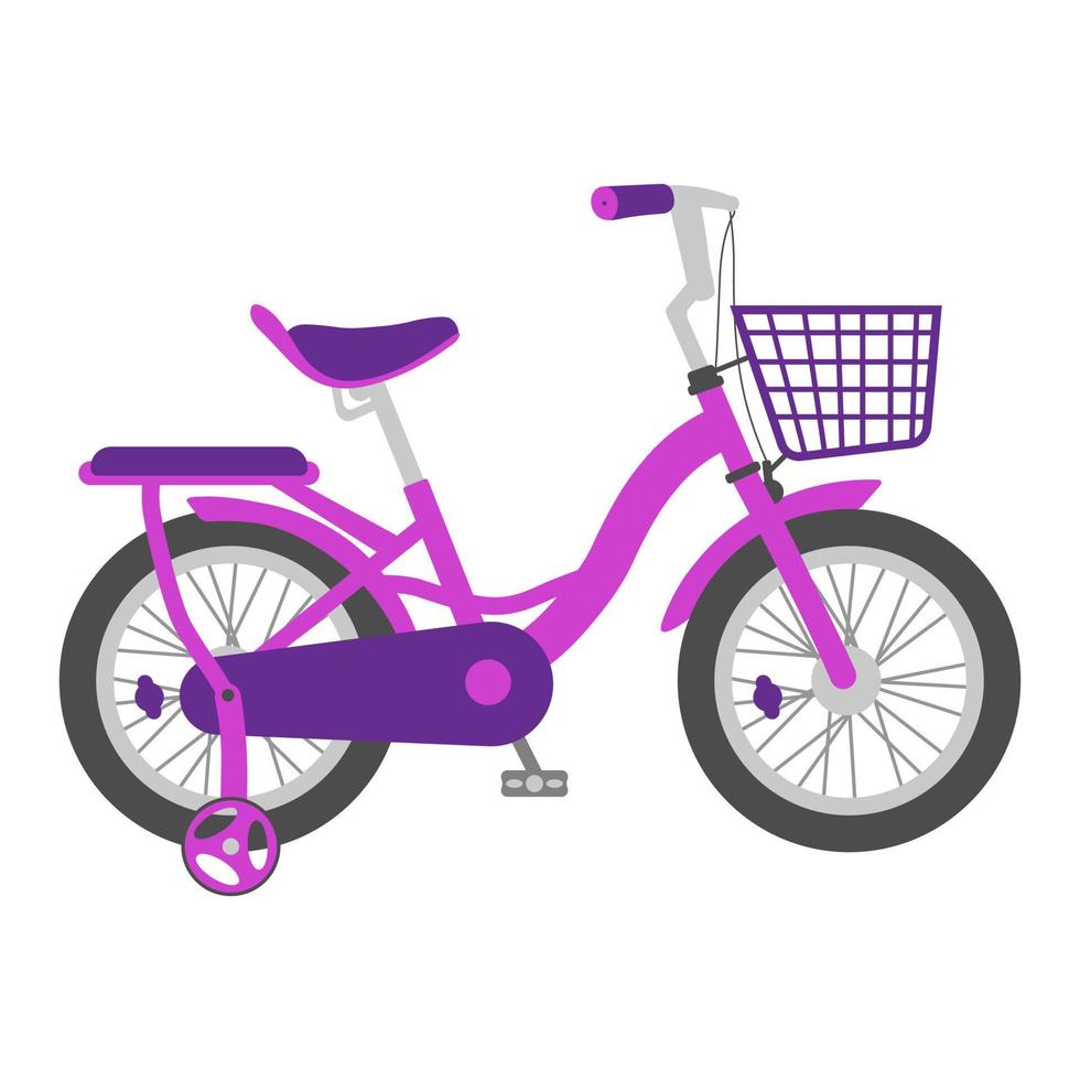 Pink children's bike. Vector illustration.