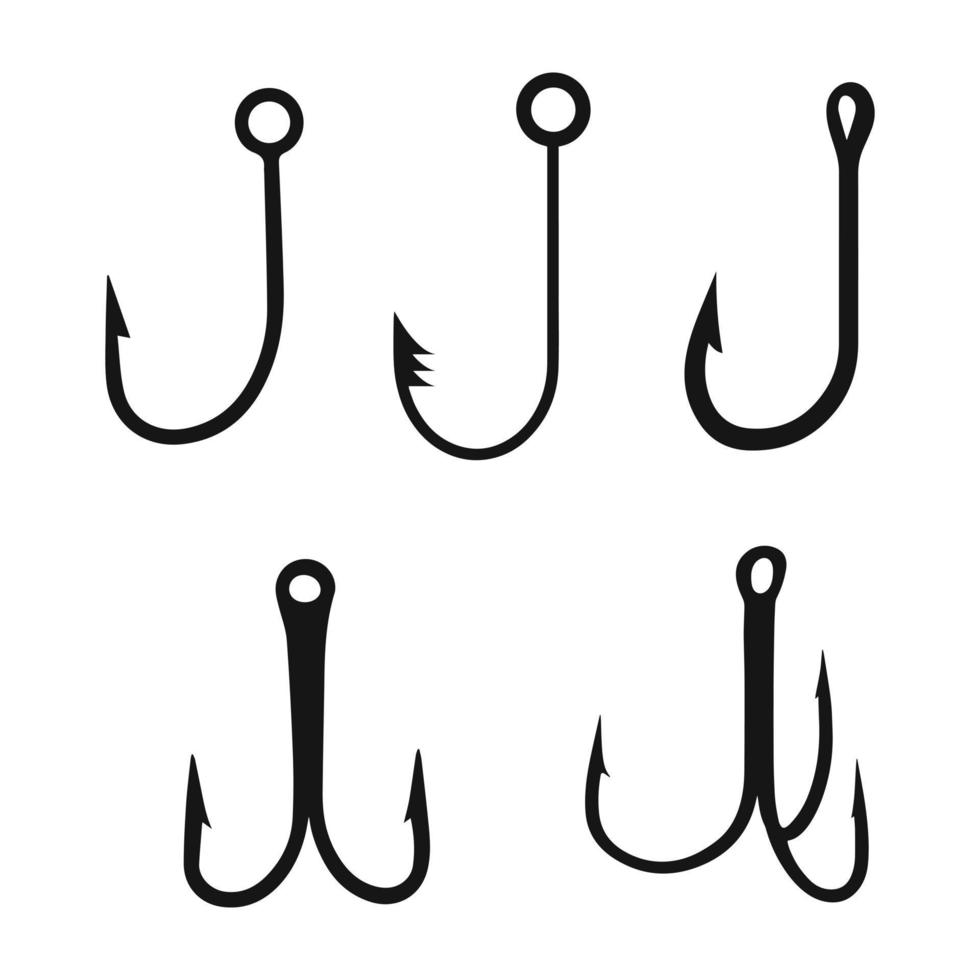 Set of fishing hooks. Vector illustration.