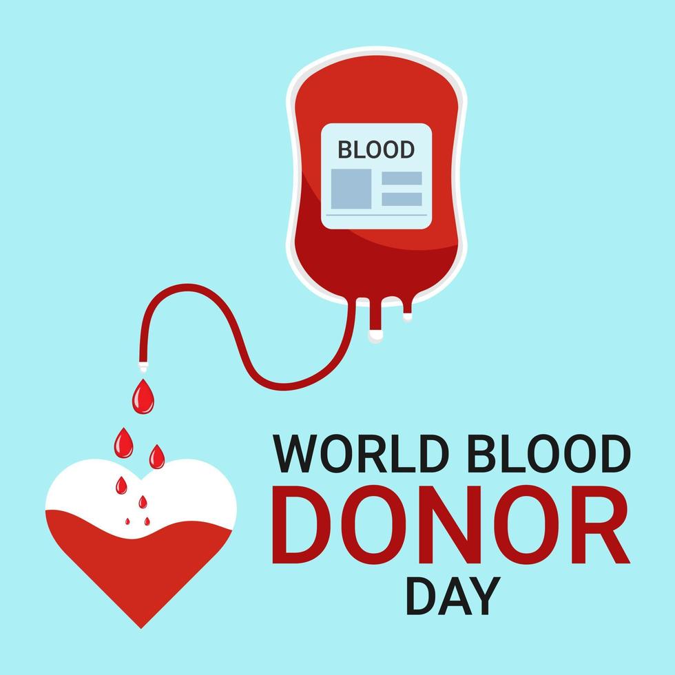 World Blood Donor Day concept poster with blood drop and blood donation bag. Vector illustration.