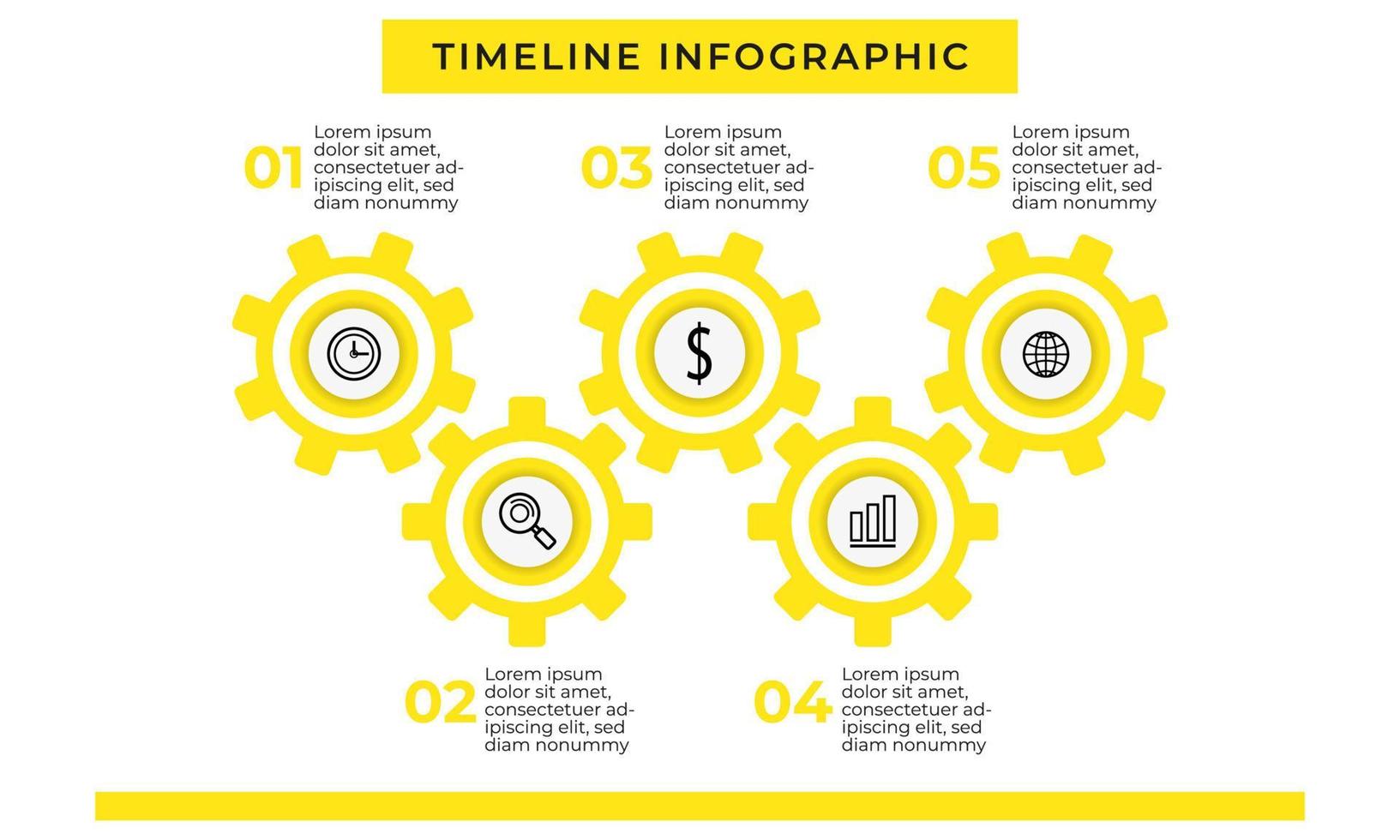 Yellow Gear 6 Step Infographic Template vector