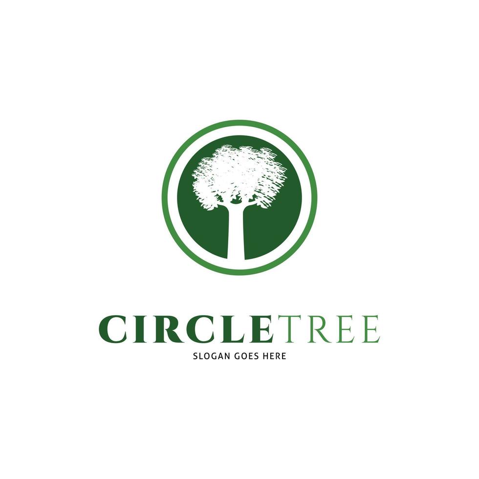 Green circle tree vector logo design template