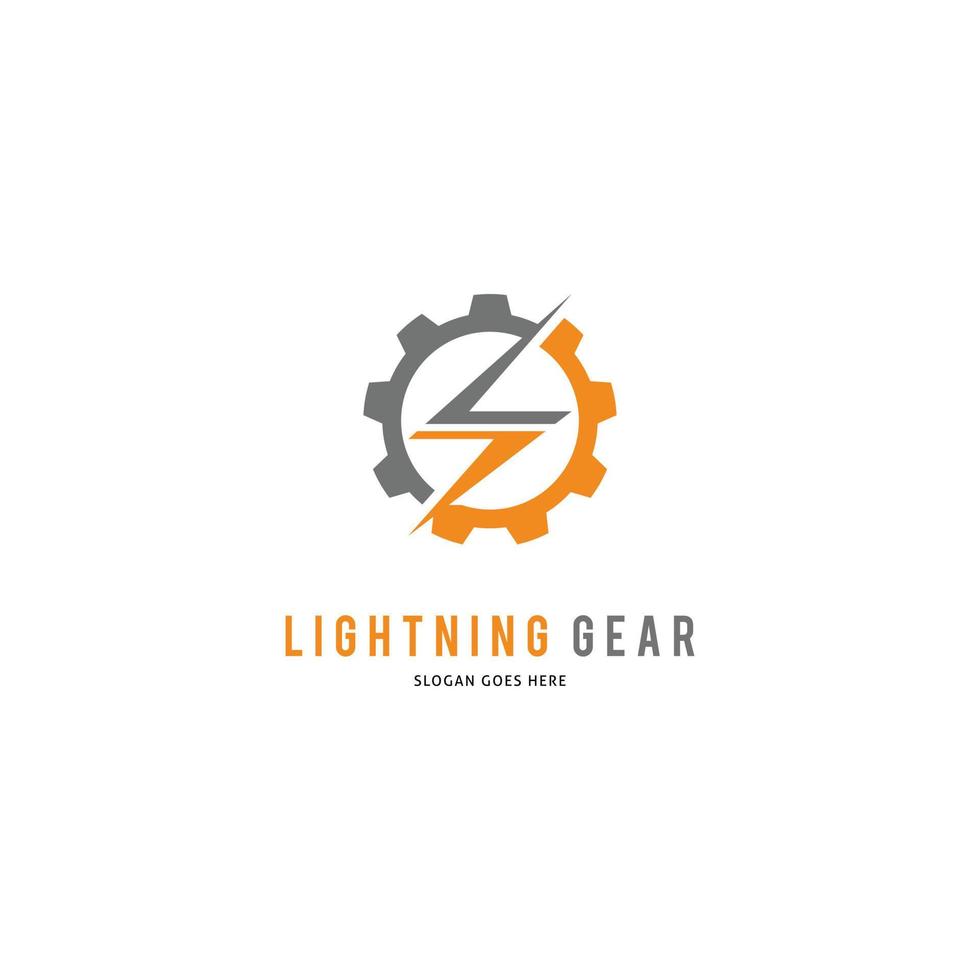 Lightning Gear Vector Logo Design Template, Gear and Lightning Design Logo Element