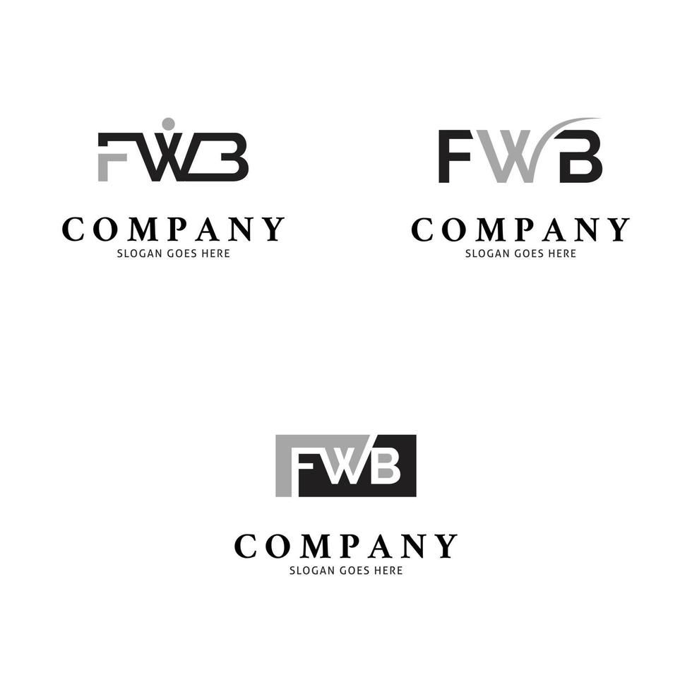conjunto de diseño de ilustración de plantilla de logotipo de vector de icono de letra inicial fwb