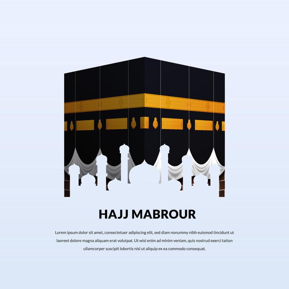 Hajj pilgrimage mabrour greeting card with kaaba building for islamic religion vector