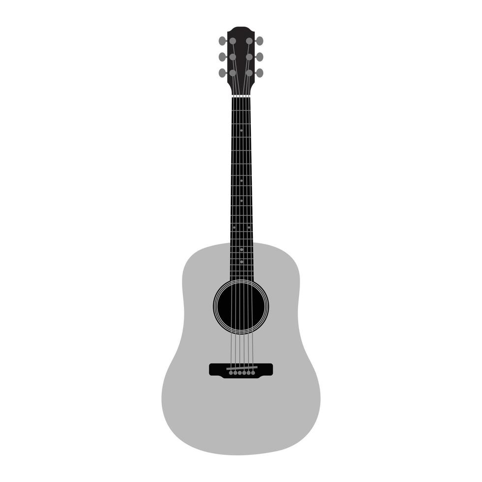 Acoustic guitar on a white background. Vector graphics, flat design.