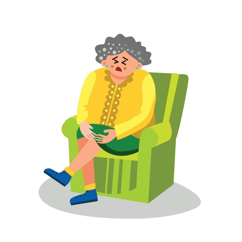 Elderly Woman With Arthritis Sit In Chair Vector
