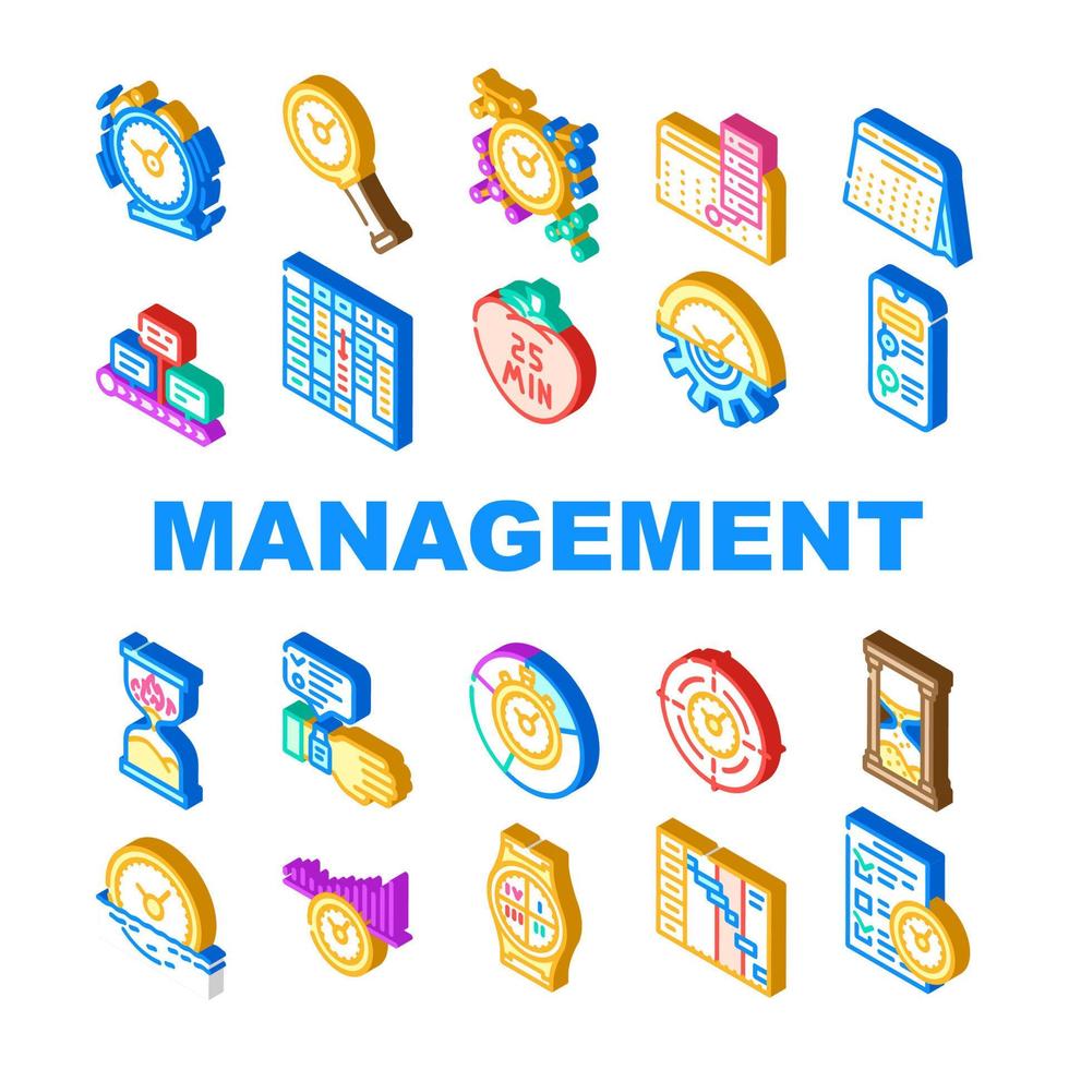 conjunto de iconos de gestión y planificación del tiempo vector