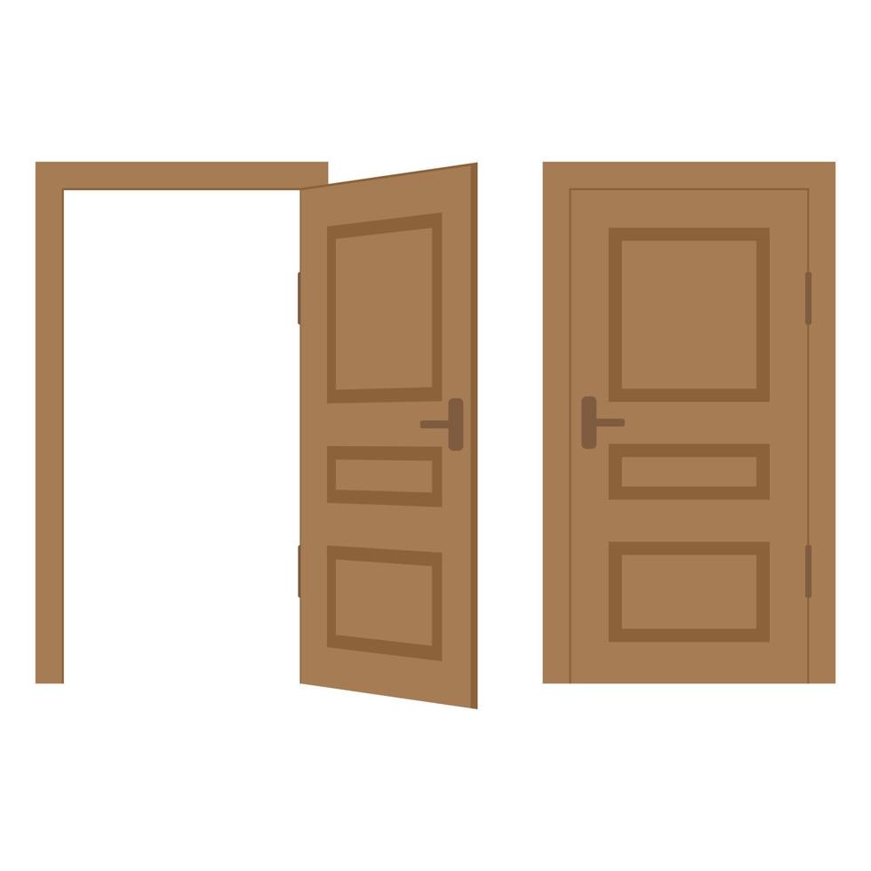 Open and closed door. Interior Design. Front view. vector