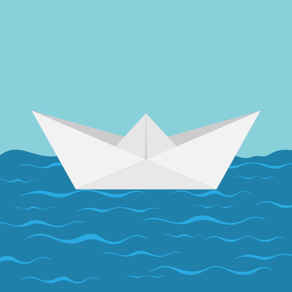 Paper boat in water. vector