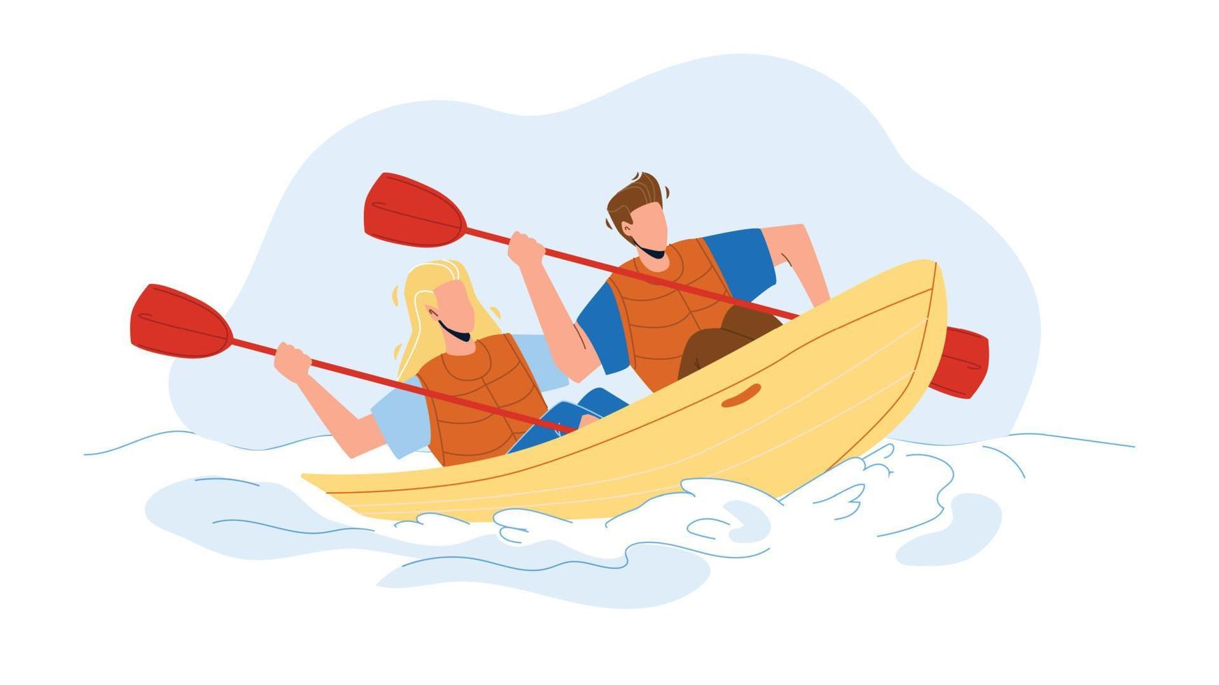 Kayak viajar pareja personas juntas ilustración vectorial vector