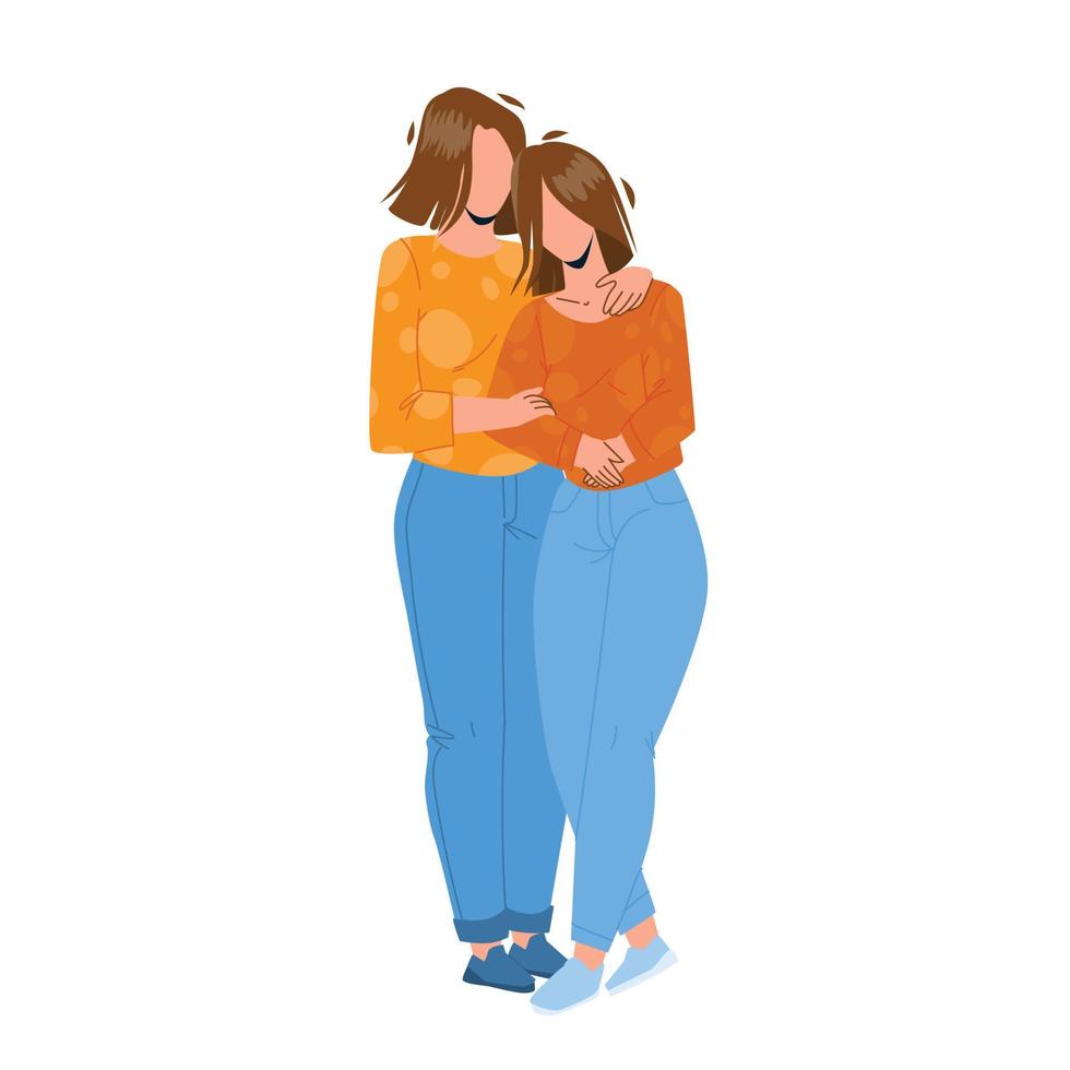 Mother And Daughter Embracing Together Vector