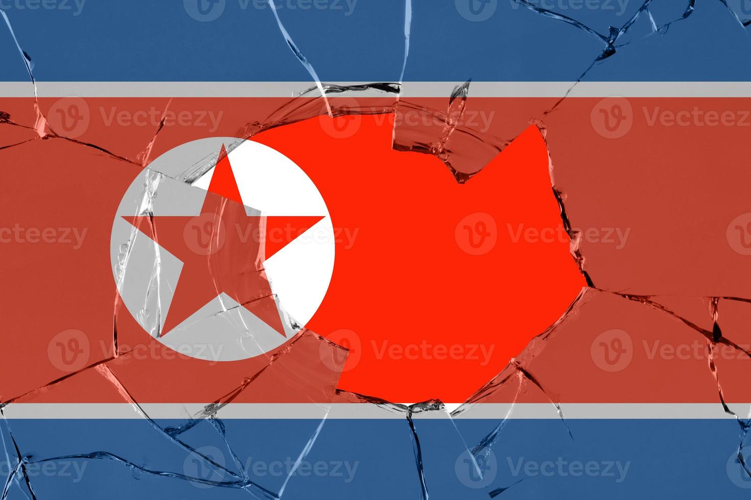 Flag of North Korea on glass photo