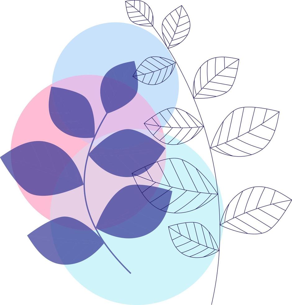 Leaf vector. Abstract shapes, modern floral elements. Abstract scribble, drops, line and leaves vector