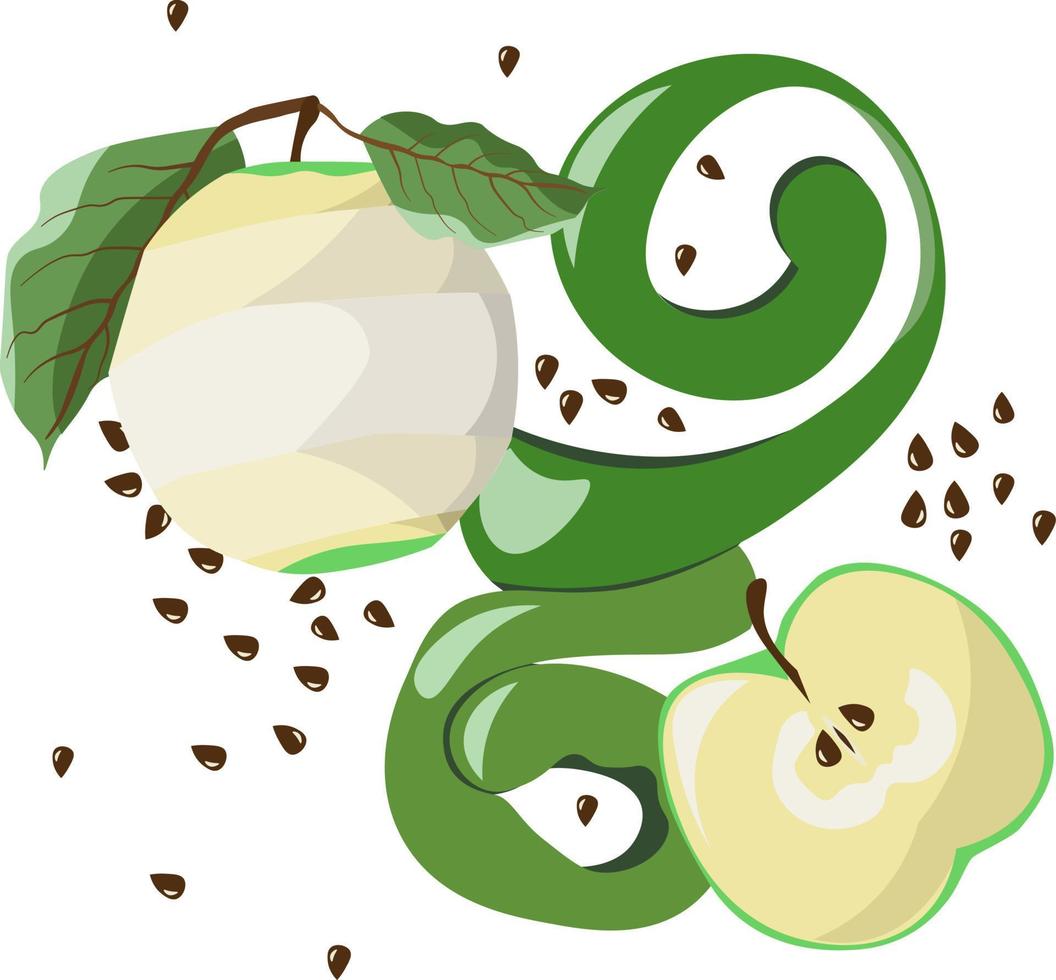 Apple ilustración arte colorido. gran manzana verde detallada vector