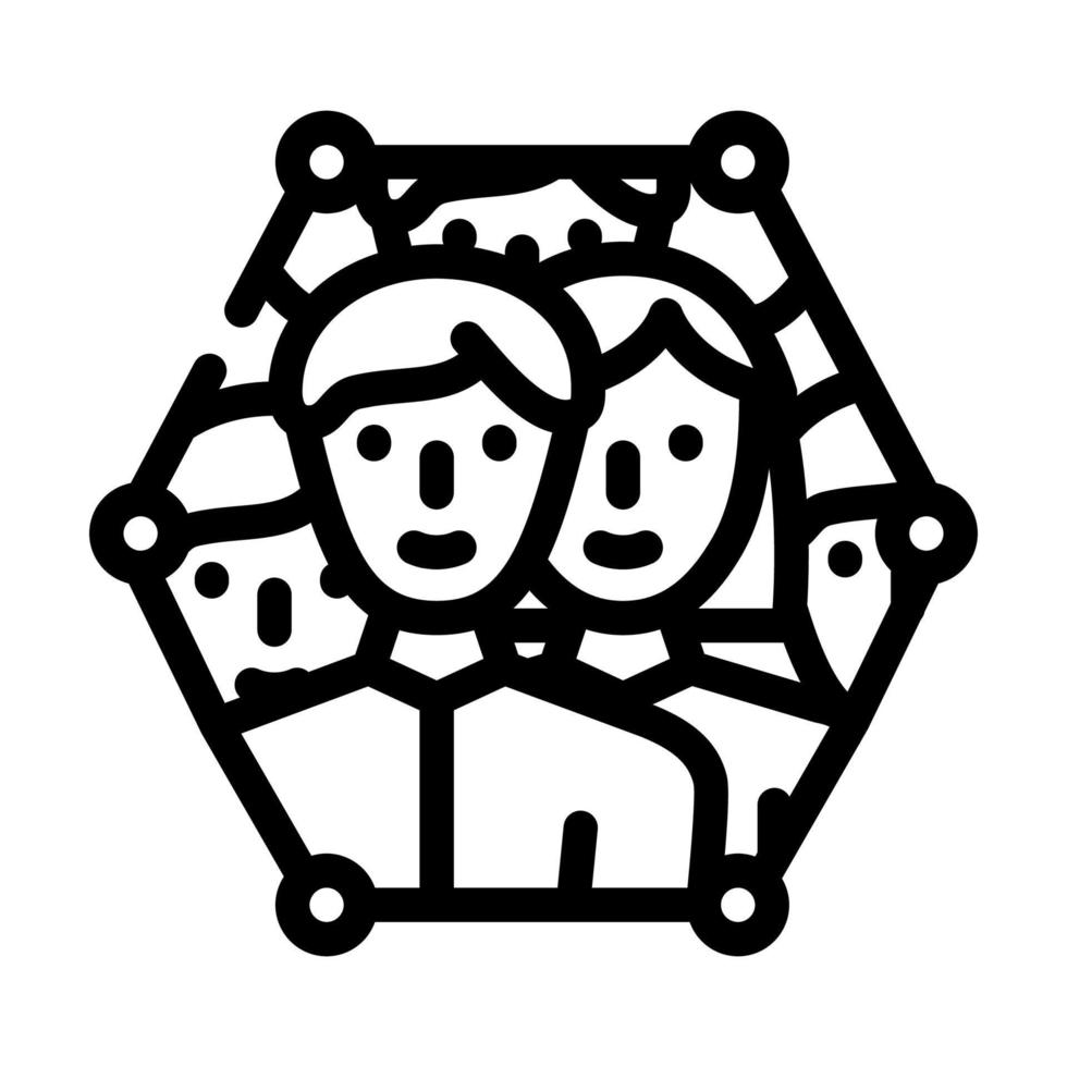 Ilustración de vector de icono de línea de trabajo en equipo exitoso
