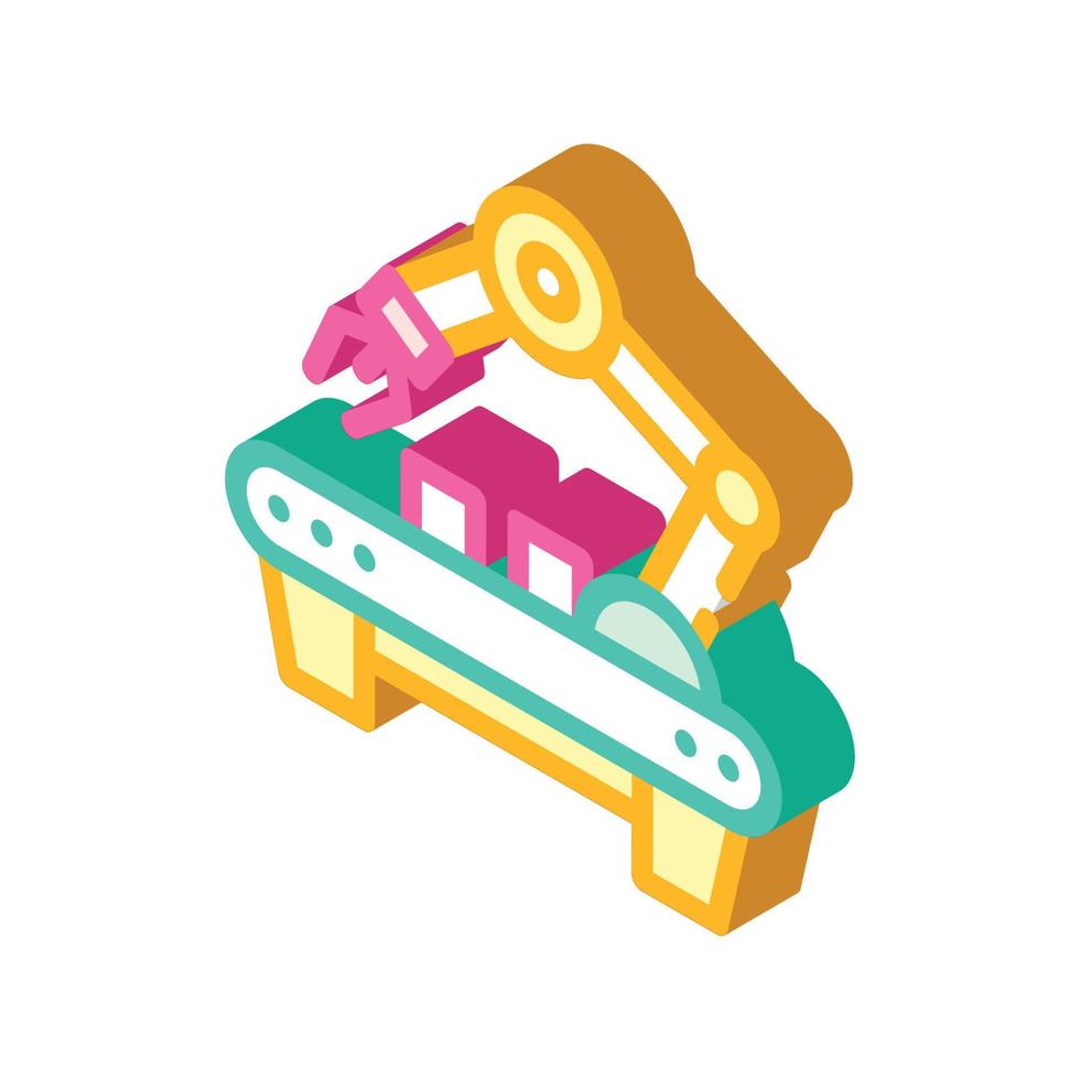 factory robotic arm isometric icon vector illustration