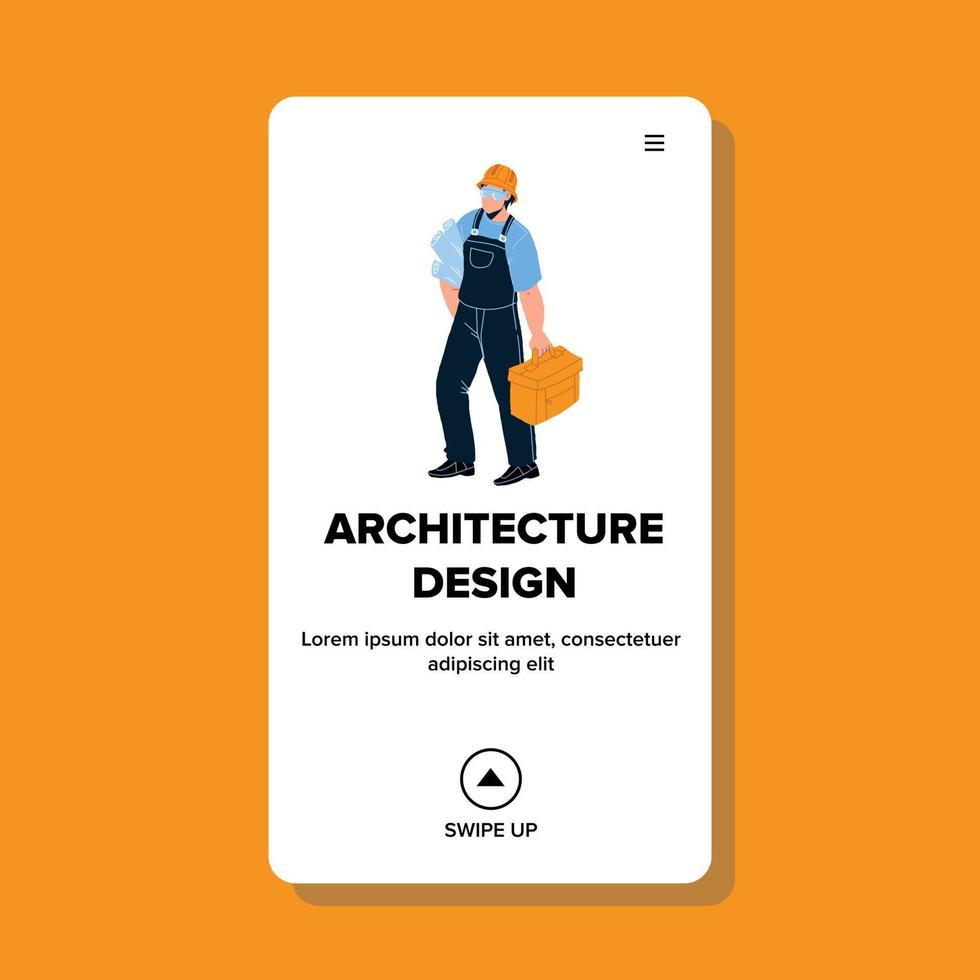Architecture Design Draft Holding Architect Vector flat