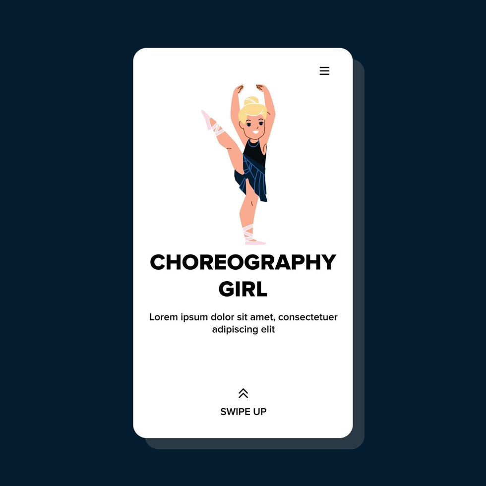 coreografía de baile niña entrenando en vector de clase
