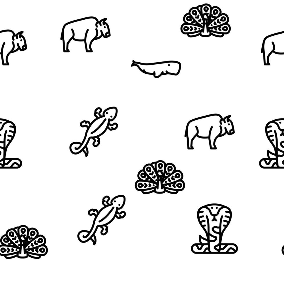 Wild Animals, Birds And Insects Vector Seamless Pattern