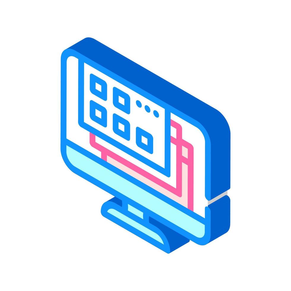 ventanas abiertas del sistema operativo icono isométrico ilustración vectorial vector