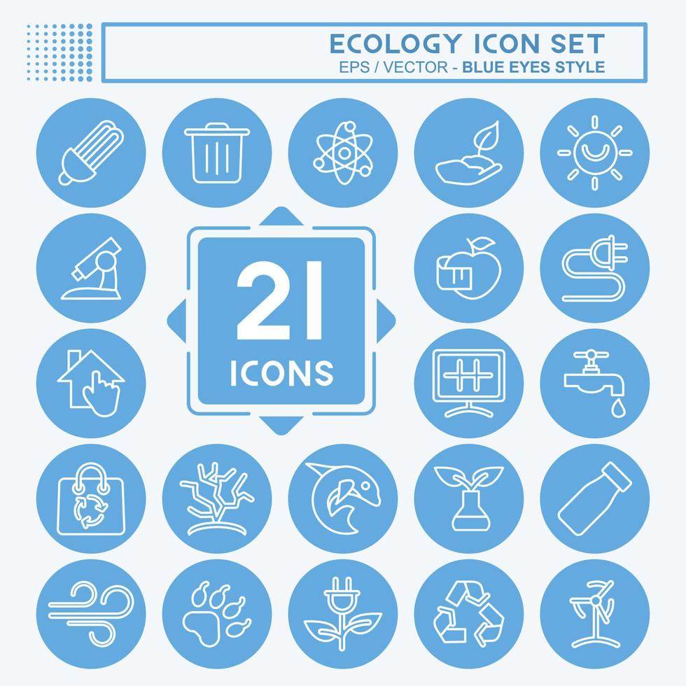 Icon Set Ecology. suitable for education symbol. blue eyes style. simple design editable. design template vector. simple illustration vector