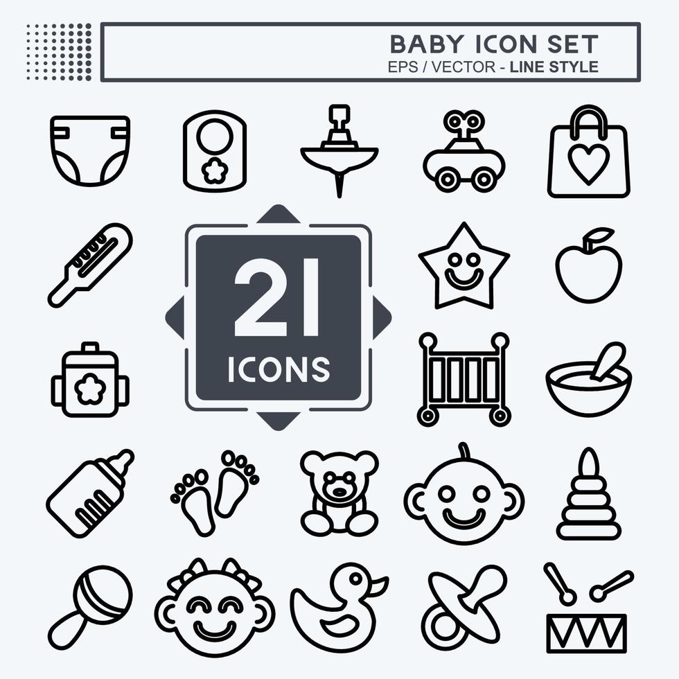 conjunto de iconos bebé. adecuado para el símbolo de los niños. estilo de línea diseño simple editable. vector de plantilla de diseño. ilustración sencilla