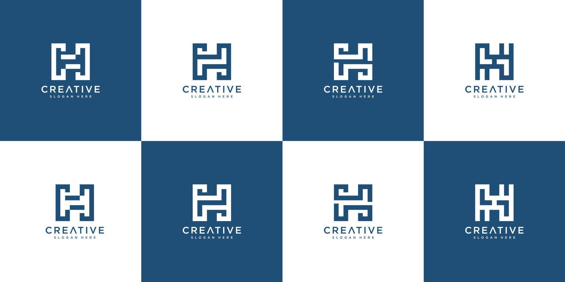 Set of initial H abstract logo vector template