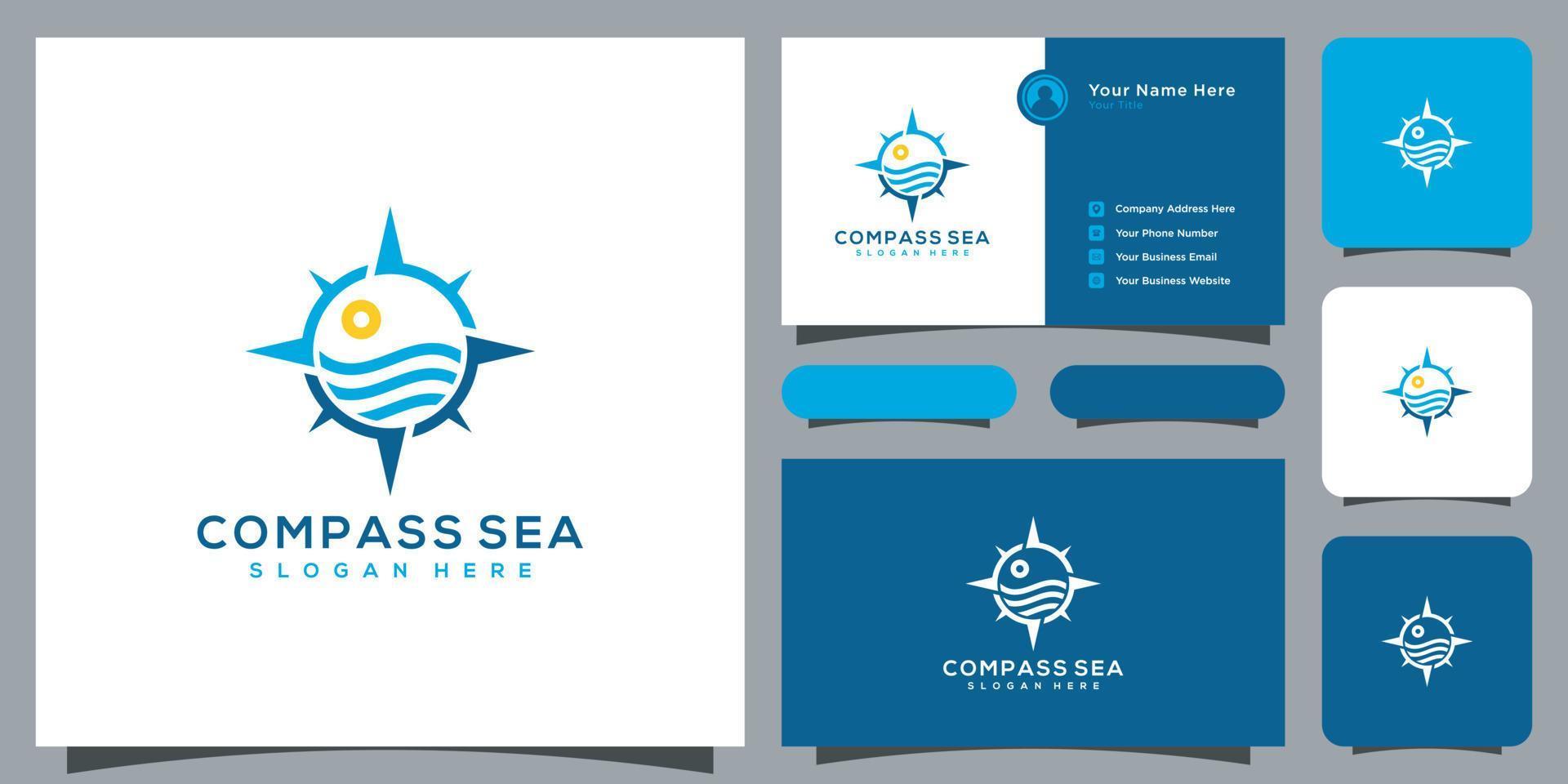 compass and sea logo vector design