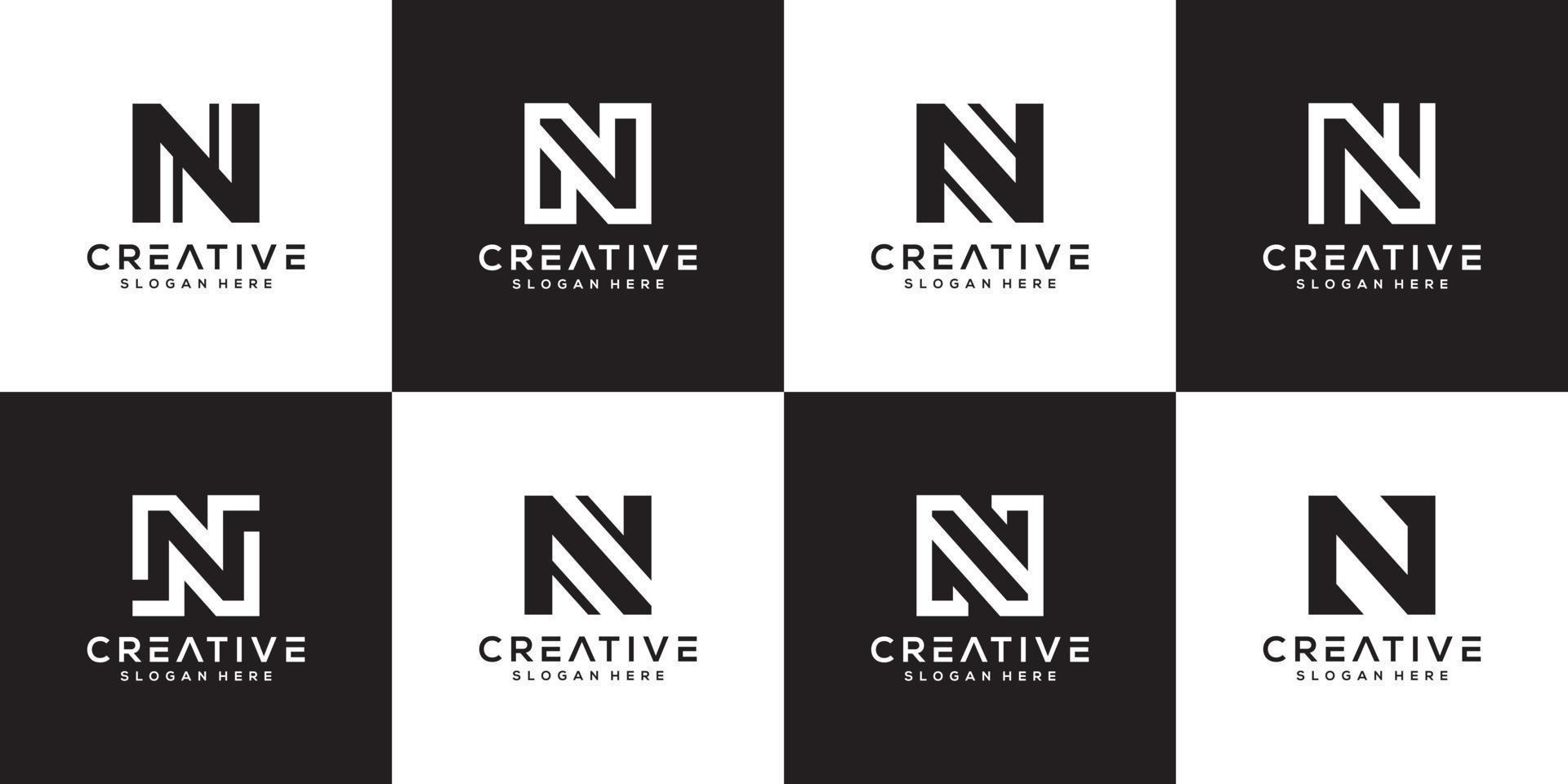 Set of initial letter N logo vector template