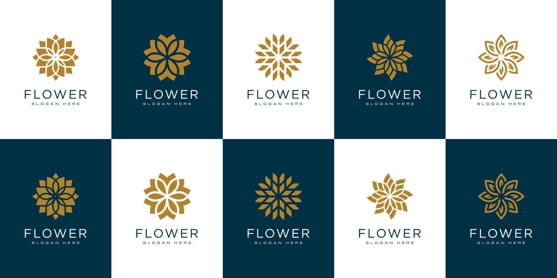 conjunto de plantilla de diseño de vector de logotipo de flor