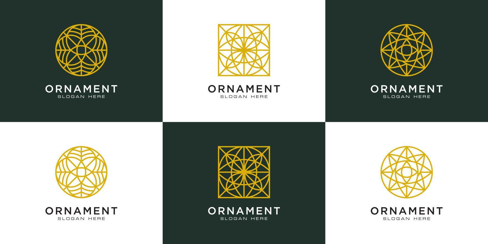 set of ornament logo design vector line style