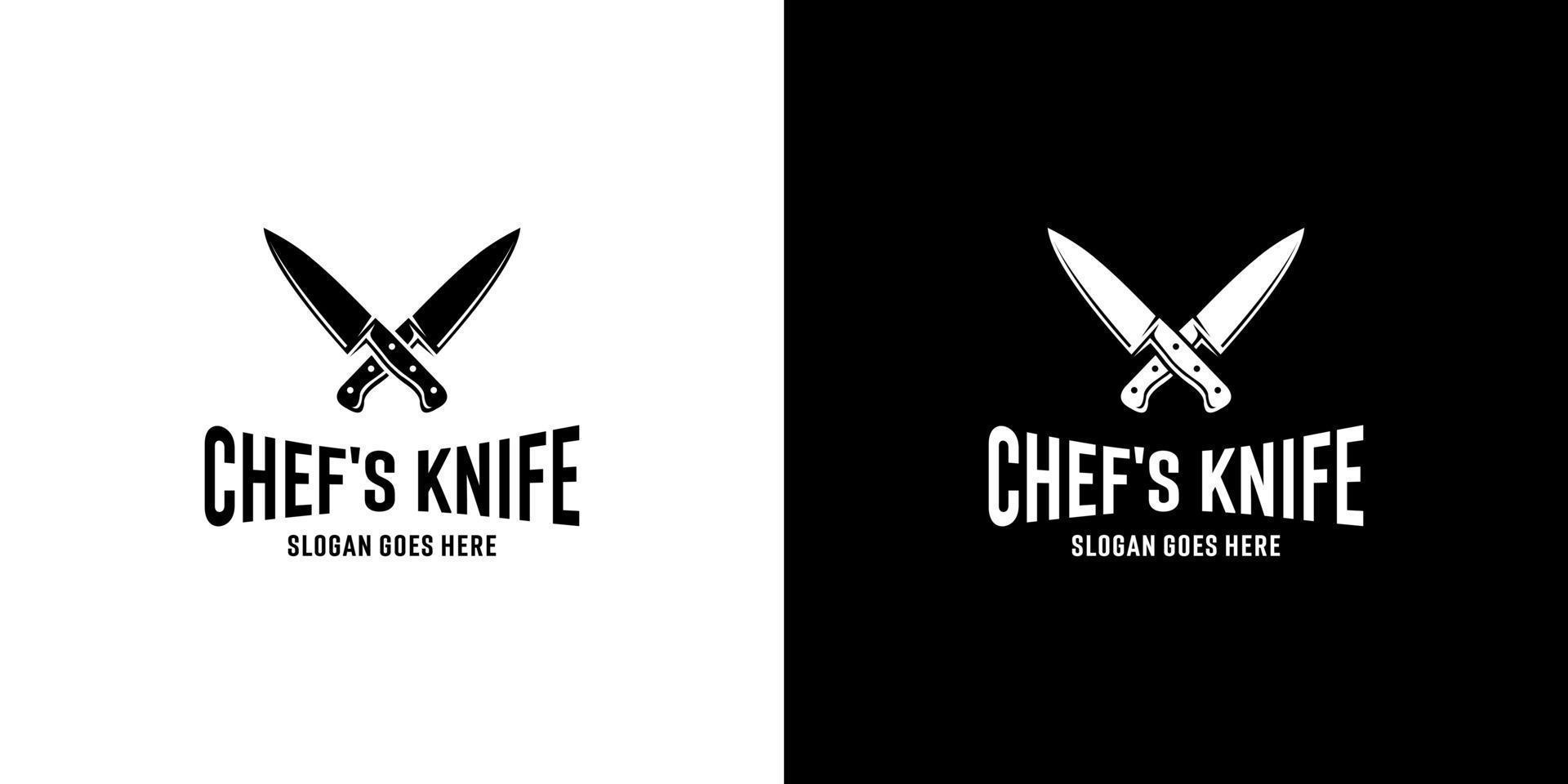 butcher knife logo design vector