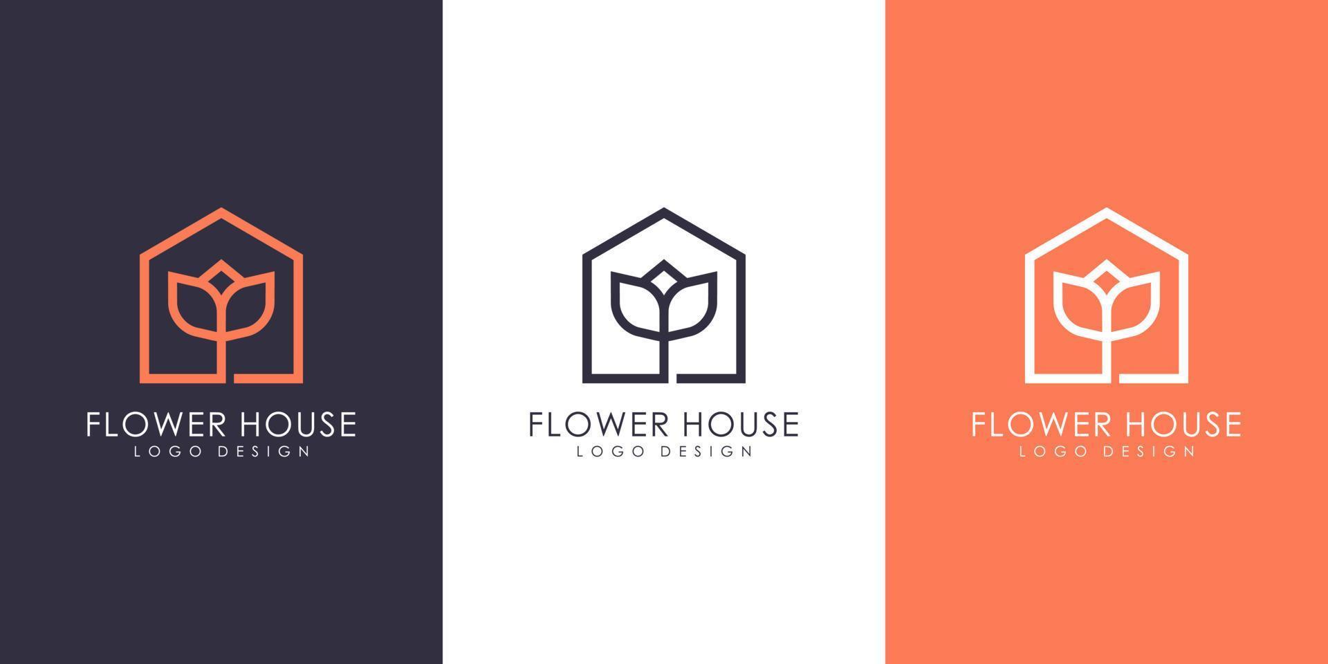 diseño de vector de logotipo de casa de flores