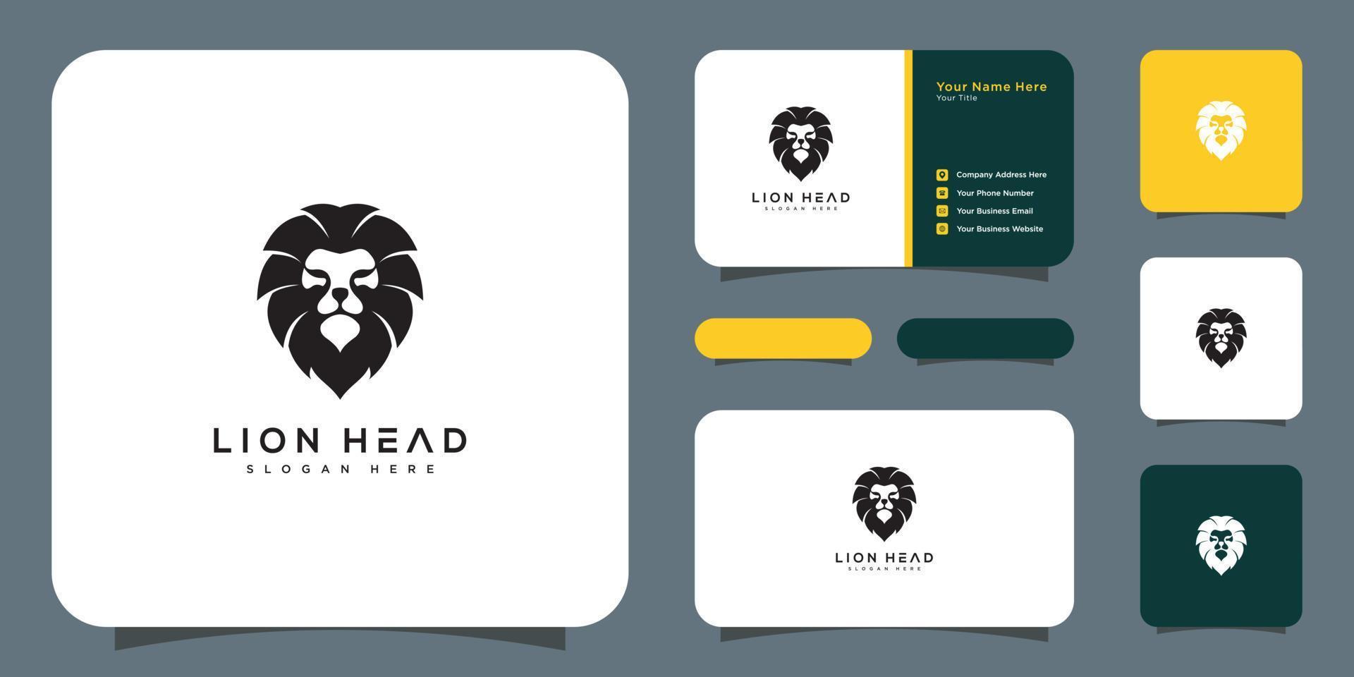 vector de logotipo de cabeza de león y tarjeta de visita