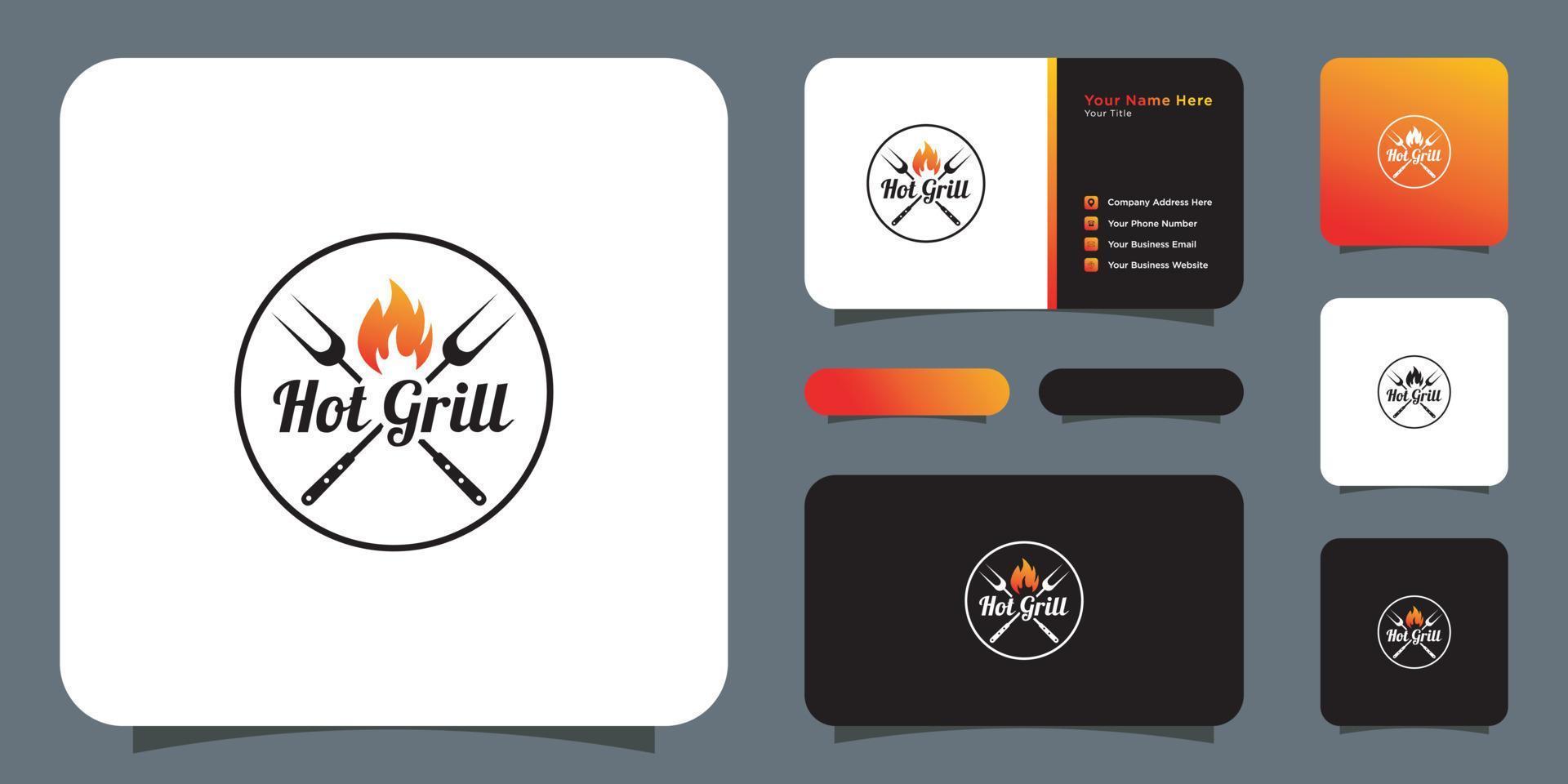 hot grill logo vector fire design